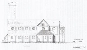 Erweiterungsbau der St.-Josef-Kirche, Nordansicht (Bauzeichnung von 1965)