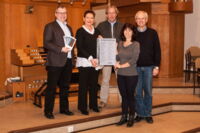 Mitglieder des Fördervereins der Amandus-Musik und Kantor Michael Kemper (3. v.li.) präsentieren das neue Jahresprogramm (v.li.) Markus Hülshoff, Barbara Cornelius, Andrea Röderer und Michael Weiring. -Foto: balint